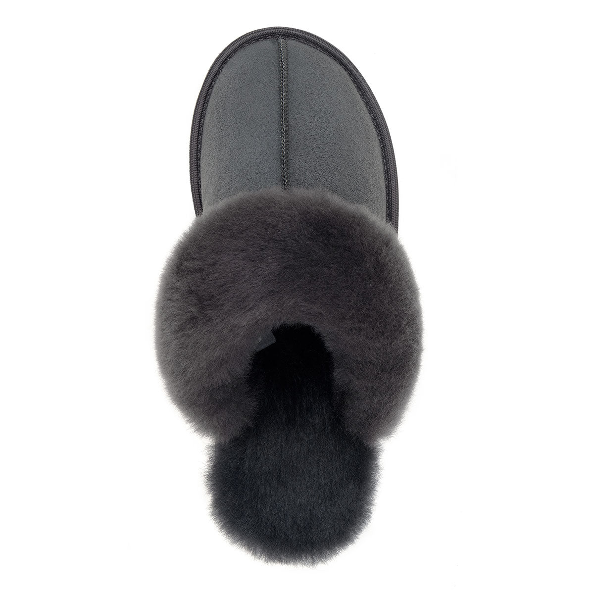 Ines Sheepskin Cuff Mules - Graphite