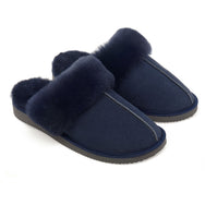 Ines Sheepskin Cuff Mules - Midnight Navy