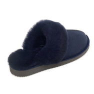 Ines Sheepskin Cuff Mules - Midnight Navy