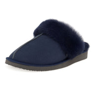 Ines Sheepskin Cuff Mules - Midnight Navy