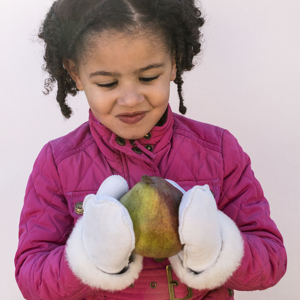 Children's Sheepskin Suede Mittens - White