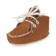 Lupe Hand-Stitched Sheepskin Baby Booties - Honey