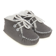 Lupe Hand-Stitched Sheepskin Baby Booties - Grey