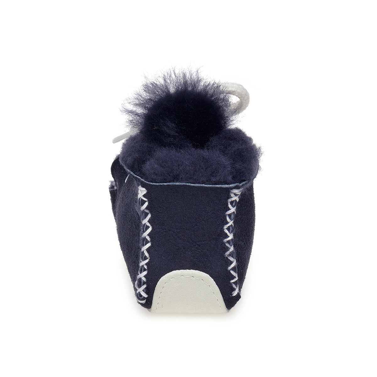 Lupe Hand-Stitched Sheepskin Baby Booties - Navy