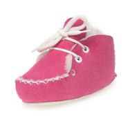 Lupe Hand-Stitched Sheepskin Baby Booties - Pink