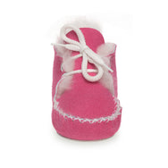 Lupe Hand-Stitched Sheepskin Baby Booties - Pink