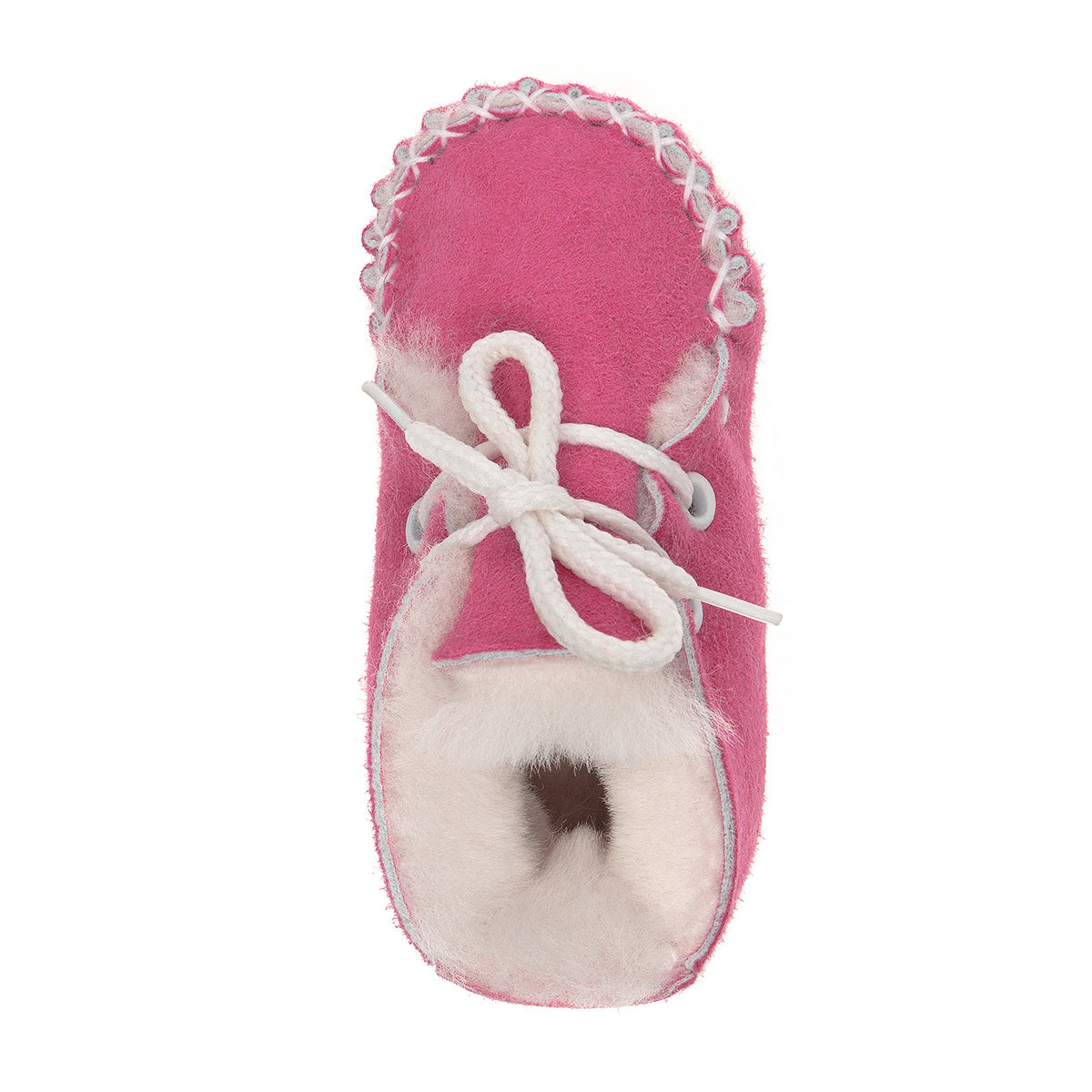 Lupe Hand-Stitched Sheepskin Baby Booties - Pink