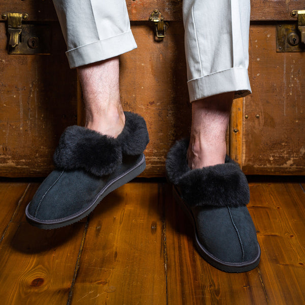 Gael Sheepskin Slippers - Graphite