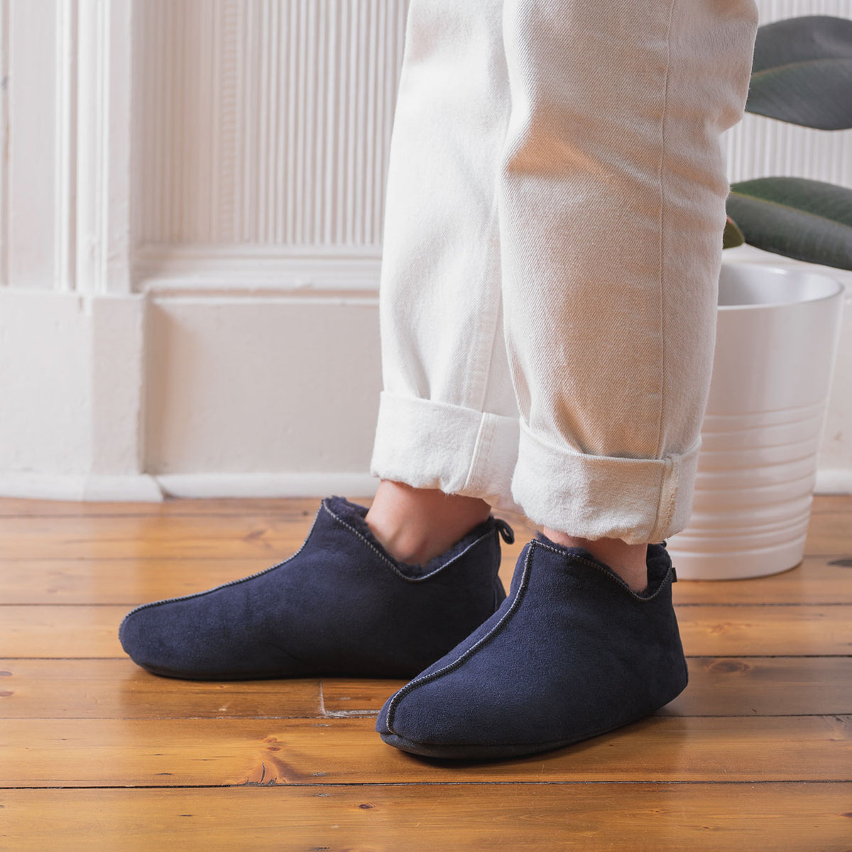 Berit Sheepskin Slippers/Yoga Shoe - Midnight Navy