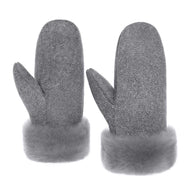 Women's Sheepskin Suede Mittens - NEW Grey Distressed Leather