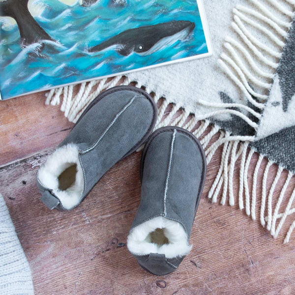 Kids Alpin Sheepskin Slippers - Grey