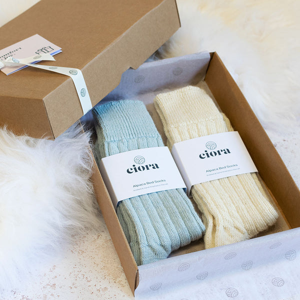 Alpaca Bed Socks - 2 Pair Gift Box