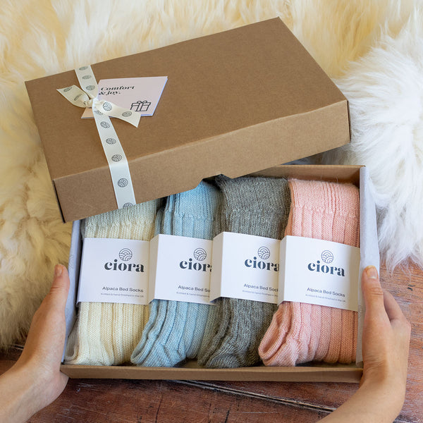 Alpaca Bed Socks - 4 Pair Gift Box