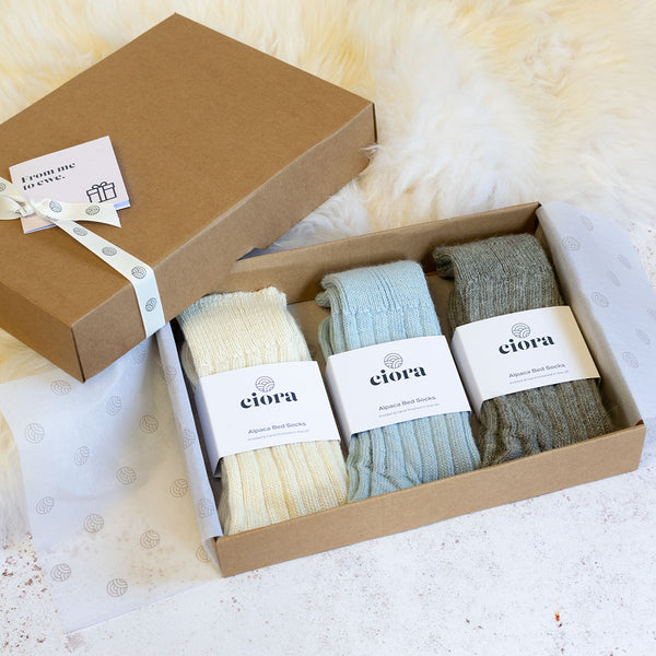 Alpaca Bed Socks - 3 Pair Gift Box