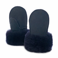 Children's Sheepskin Suede Mittens - Navy