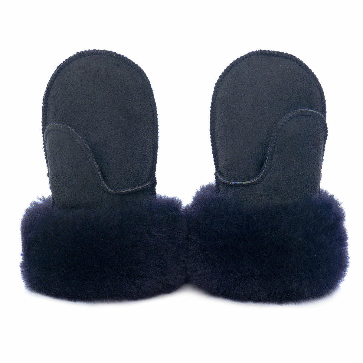 Children's Sheepskin Suede Mittens - Navy